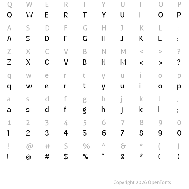 Character Map of Botham-SemiCondensed Reguler