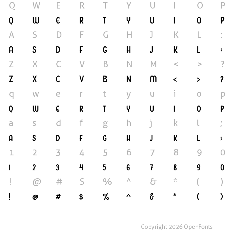 Character Map of Boucherie Sans Bold