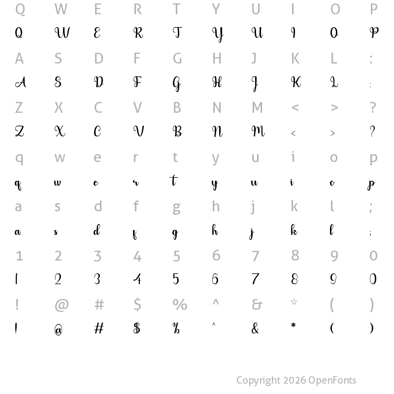 Character Map of Bougaty Regular