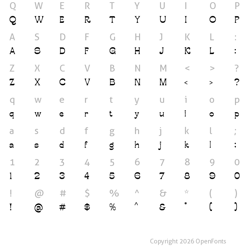 Character Map of Bougerose Display Free Regular