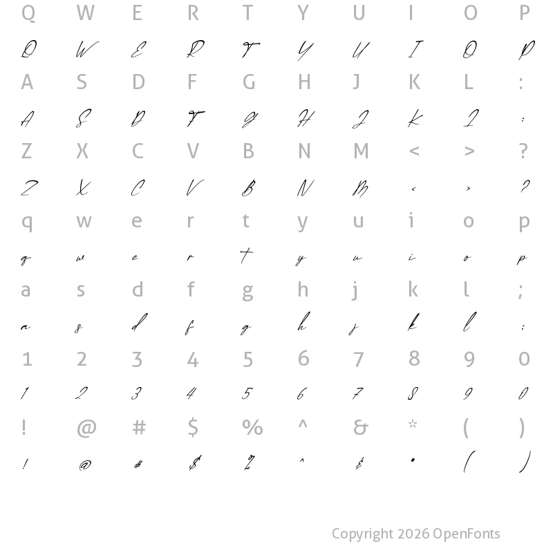 Character Map of Bouglasia Regular