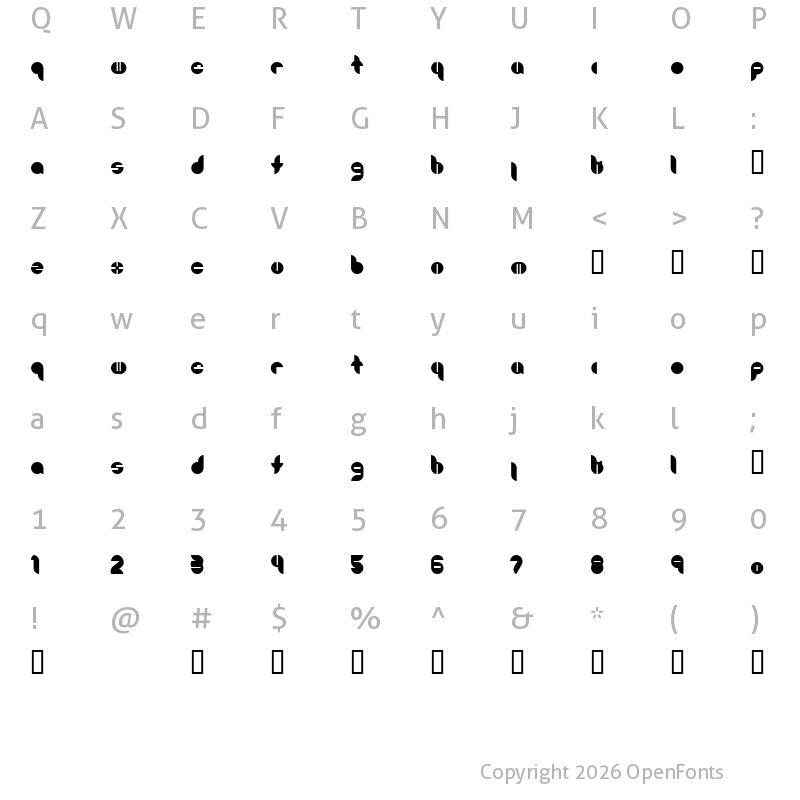Character Map of Bouncer Regular