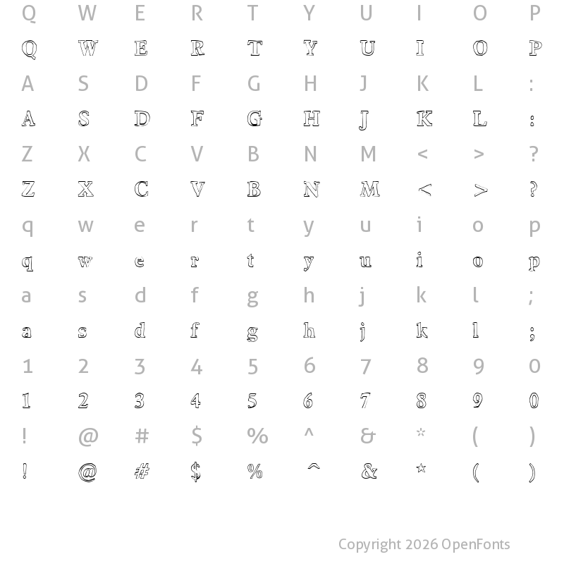 Character Map of Bounty Bold