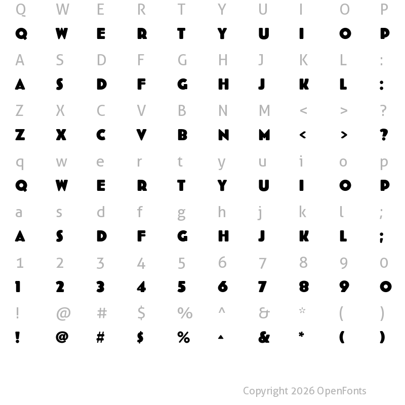 Character Map of Bovine Round MVB Regular
