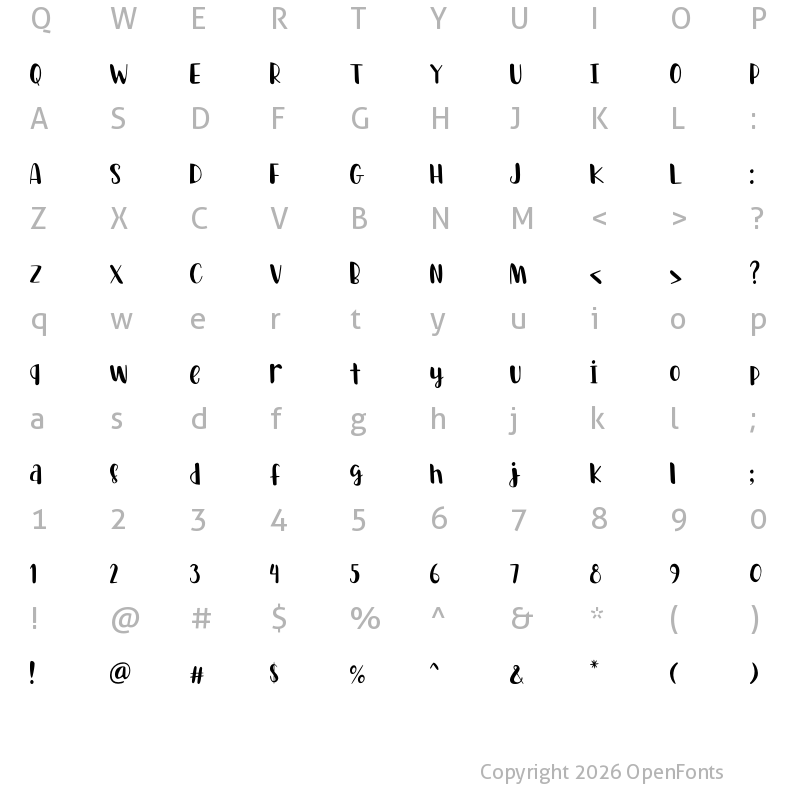 Character Map of Boykids Regular