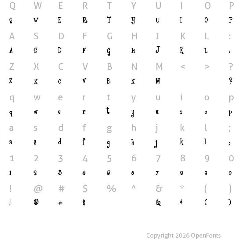 Character Map of BoyzRGross Regular