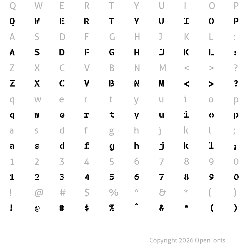 Character Map of BPmonoStencil Bold