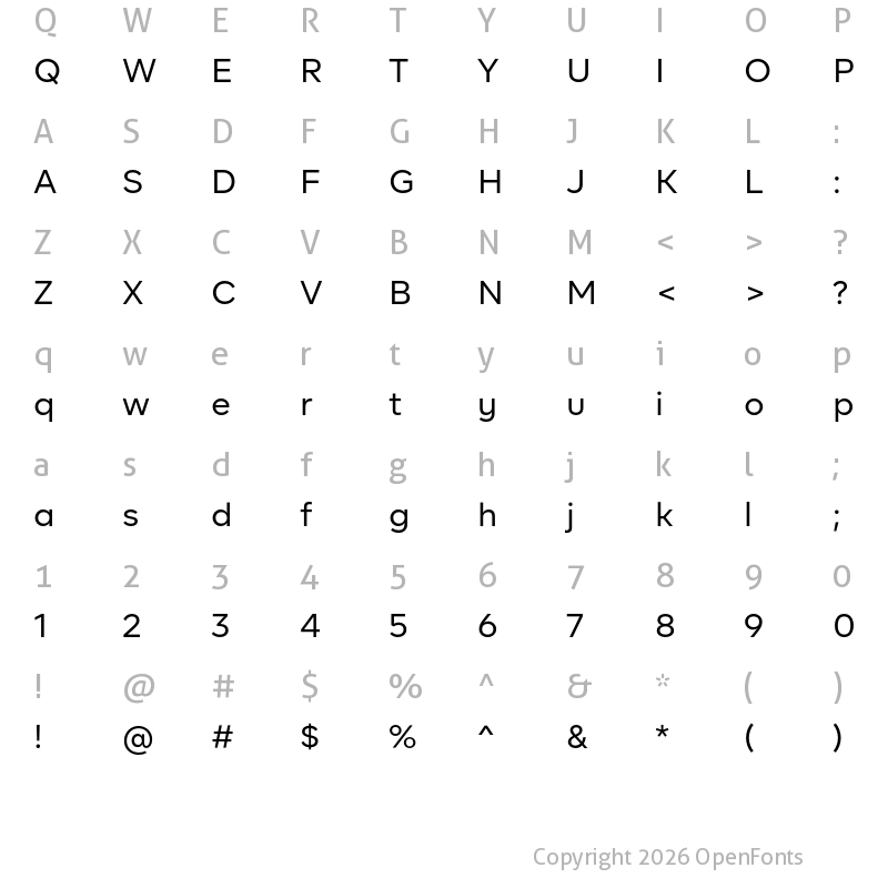 Character Map of BR Firma Regular