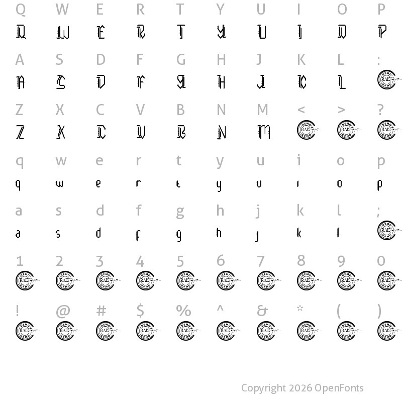 Character Map of Brainpower Demo Regular