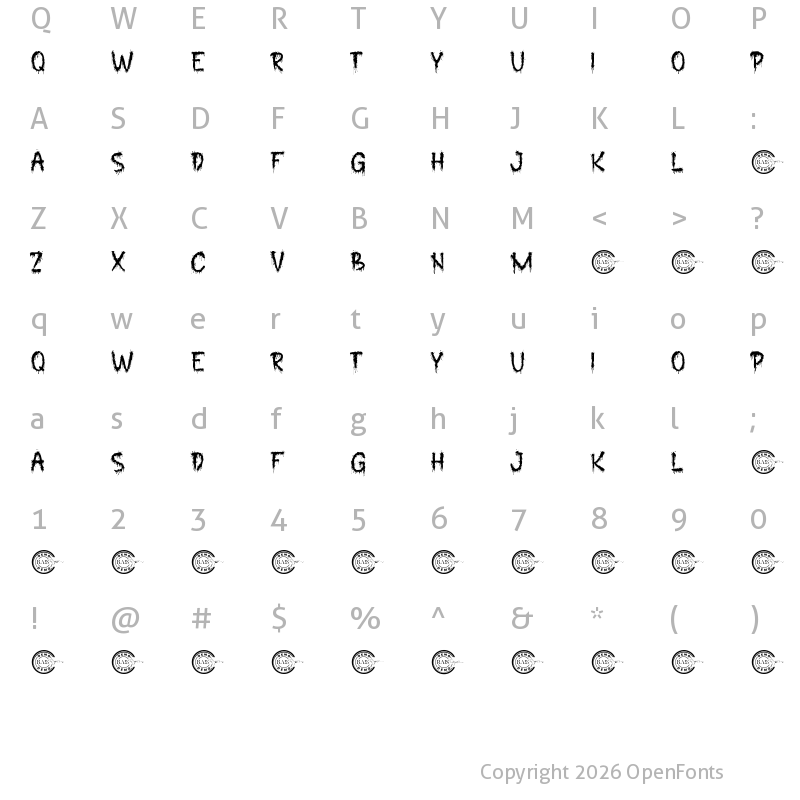 Character Map of Brains Hunter Demo Regular