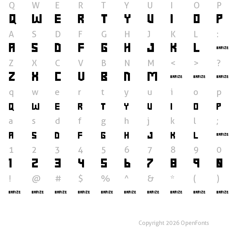 Character Map of Braize-Demo Demo