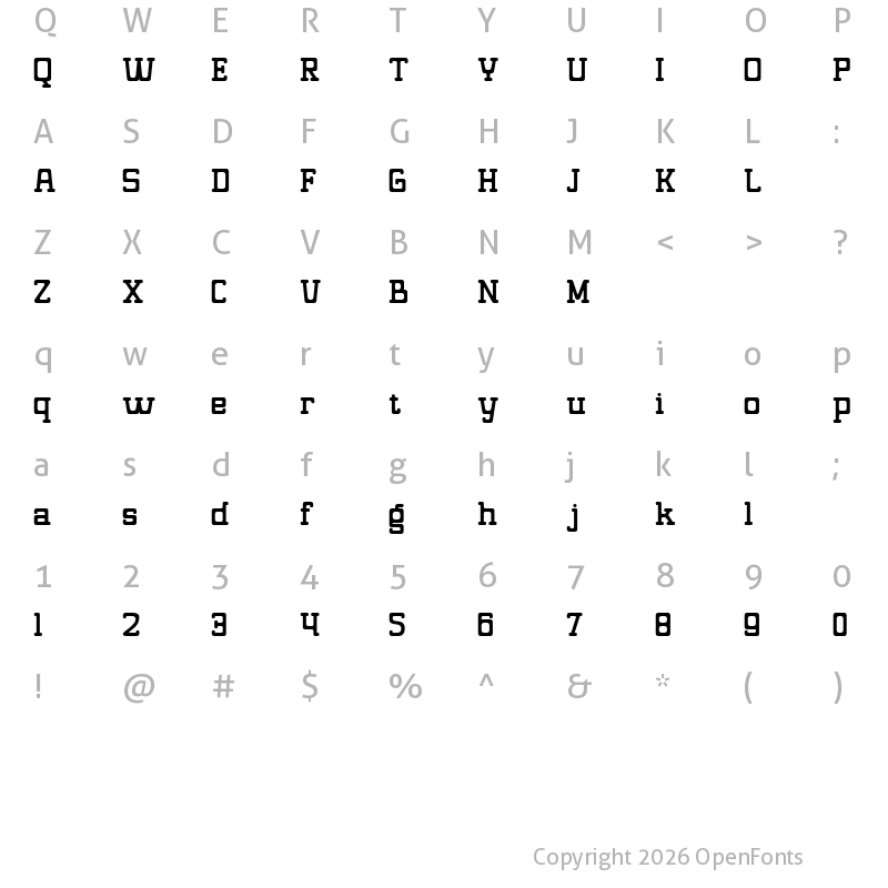 Character Map of Bralwood Regular