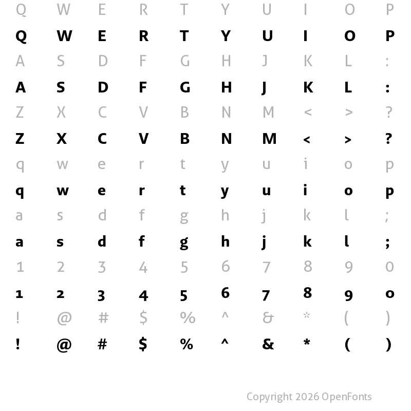 Character Map of Brando Sans Bold