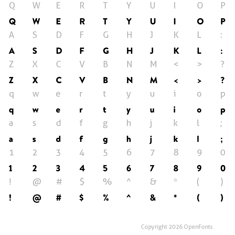 Character Map of Brandon Grotesque KIDS Black