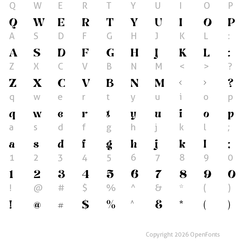 Character Map of Brasika Display - Trial Regular