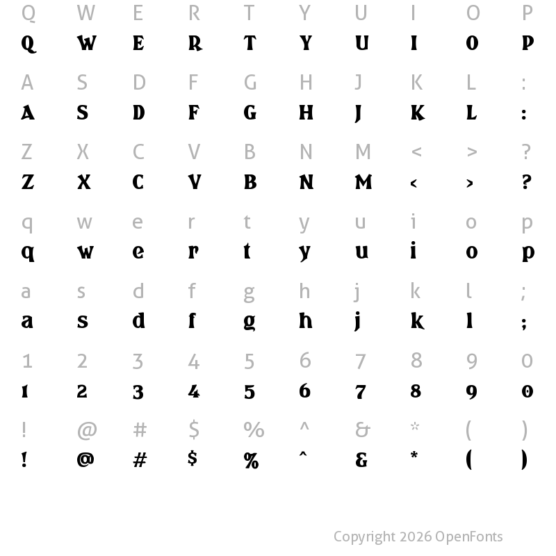 Character Map of Brasspounder Regular