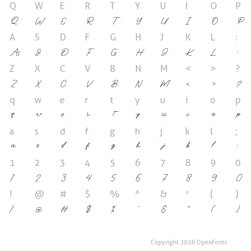 Character Map of Brastagi Regular