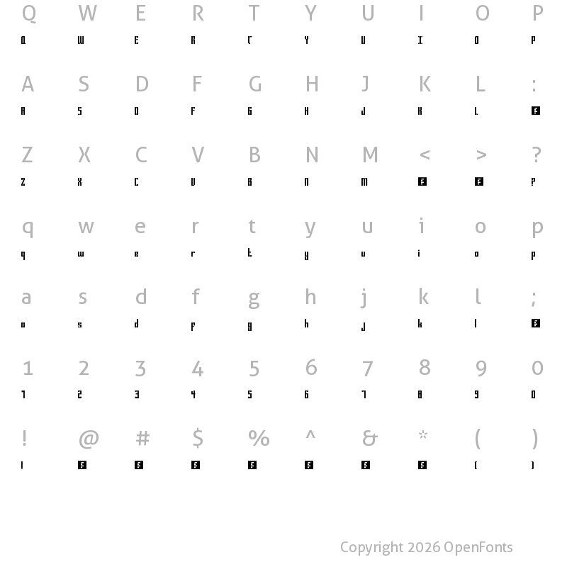 Character Map of Bravado Block Regular
