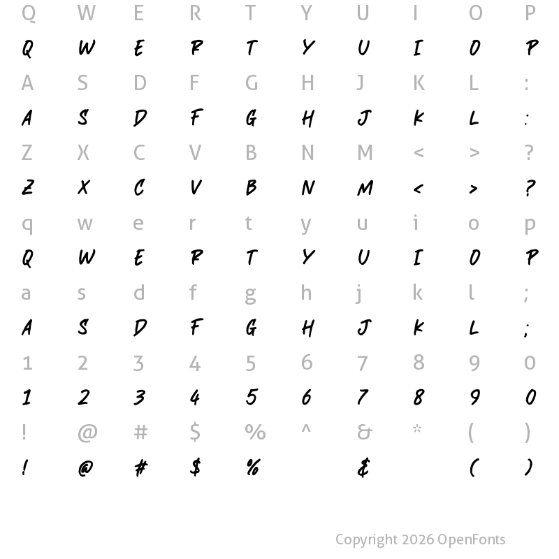 Character Map of BRAVEST Regular