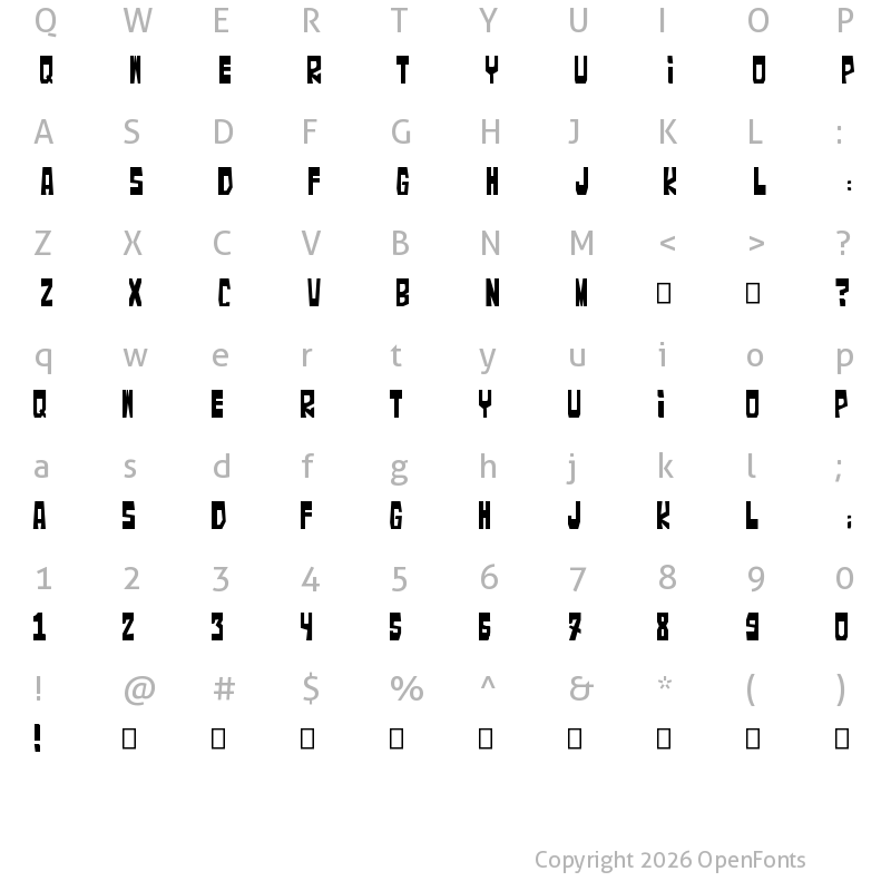Character Map of Bravi Ragazzi Regular