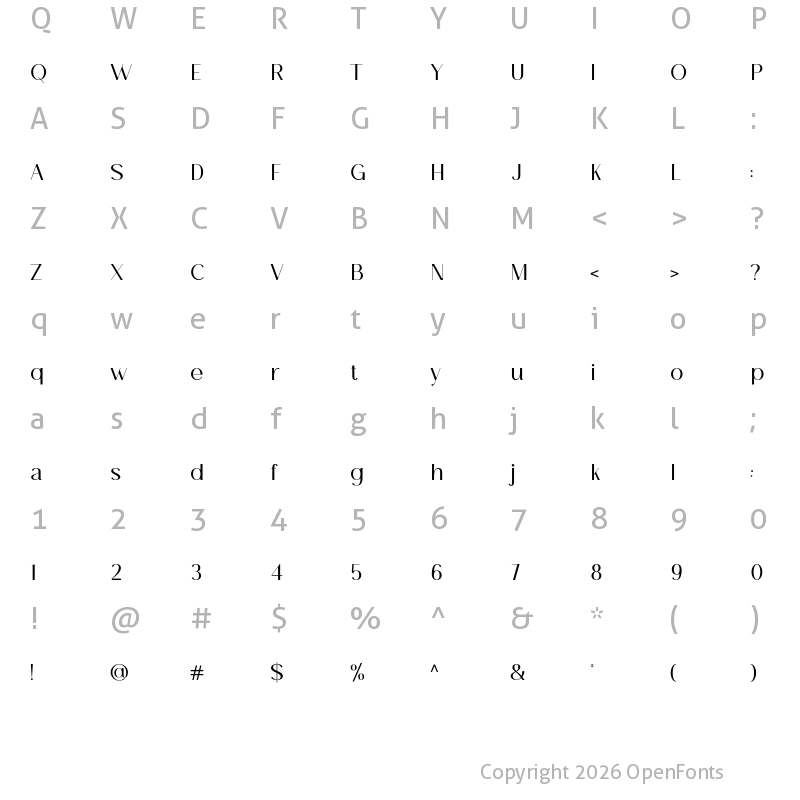 Character Map of Breadley Sans Regular