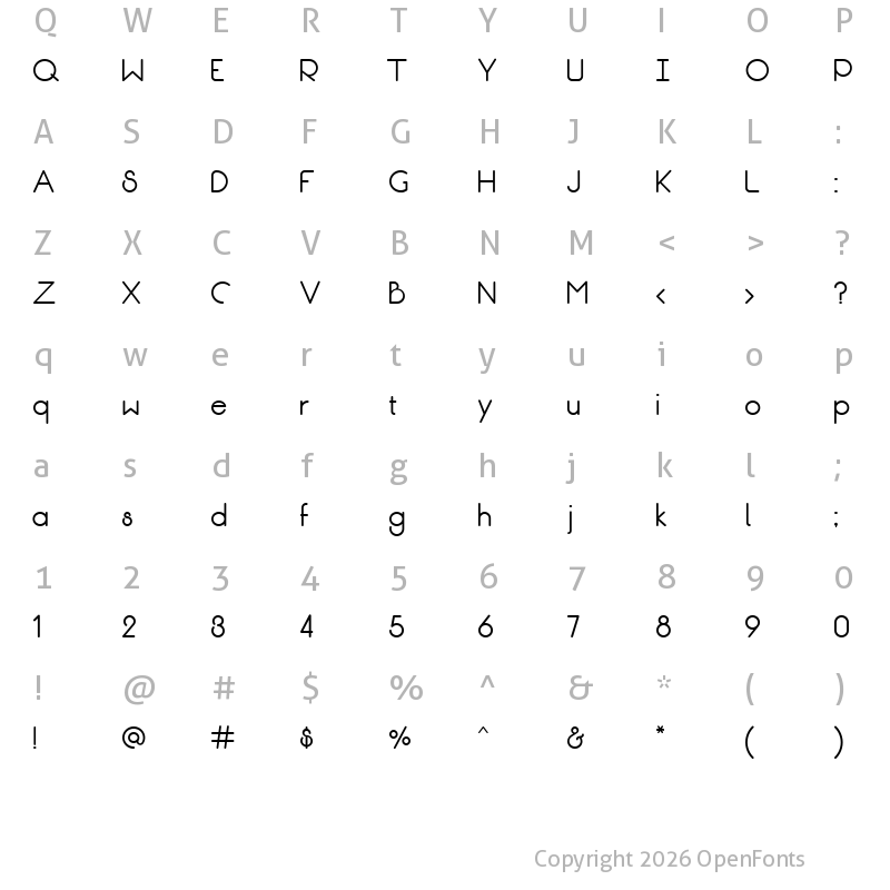 Character Map of Break Fill Bold