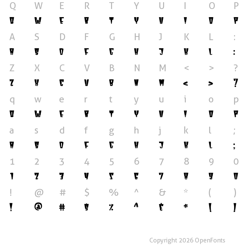 Character Map of Break Flames Regular