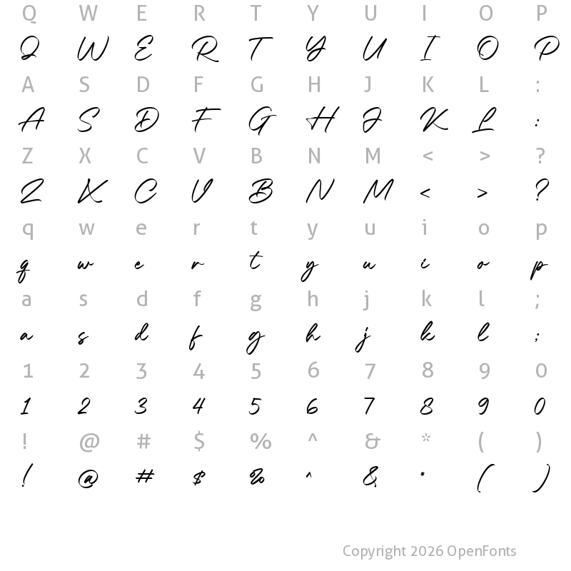 Character Map of Breaking Road Regular
