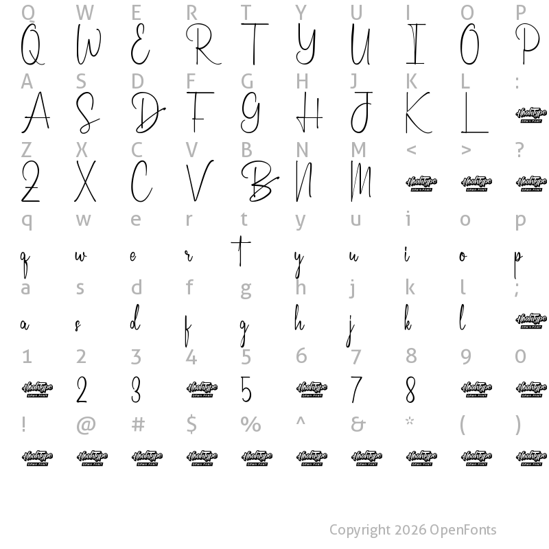 Character Map of Breathany Demo Regular