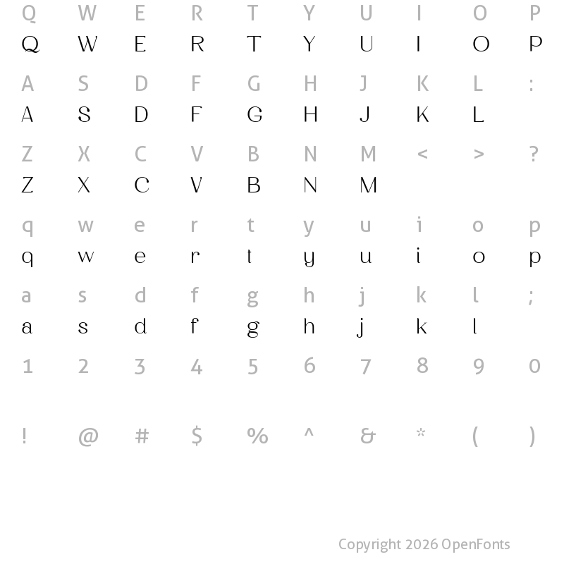 Character Map of BreathDemo Regular