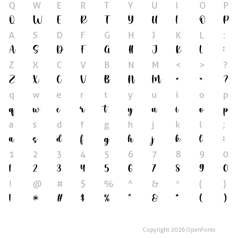 Character Map of Breathing Regular