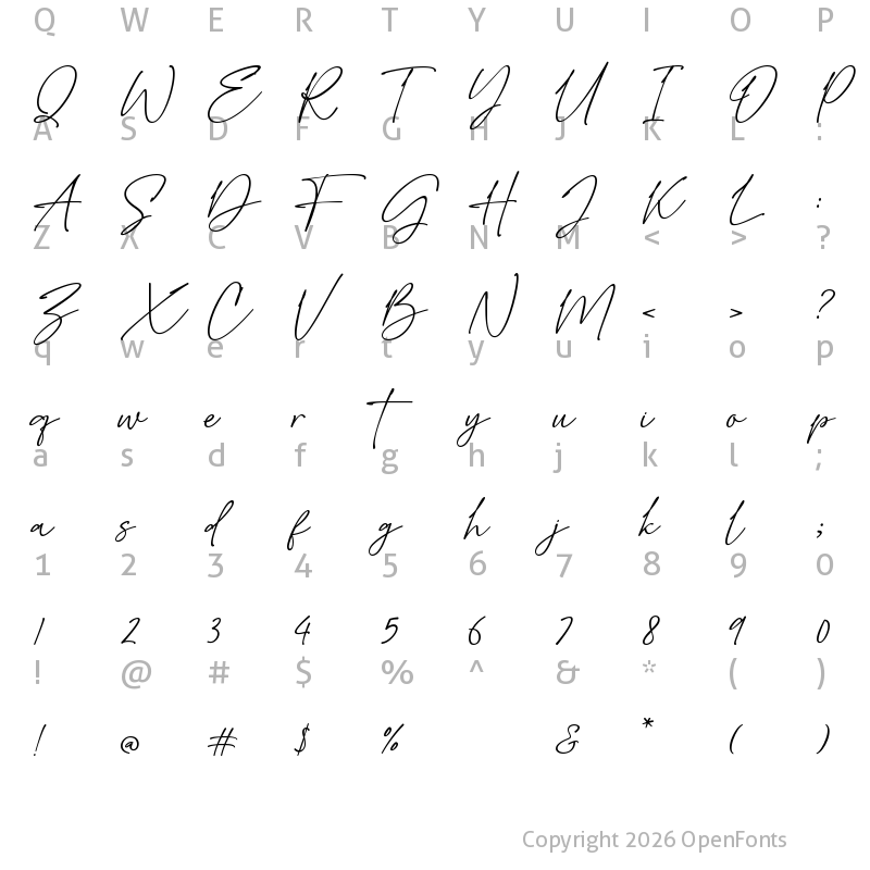 Character Map of Breathney Regular