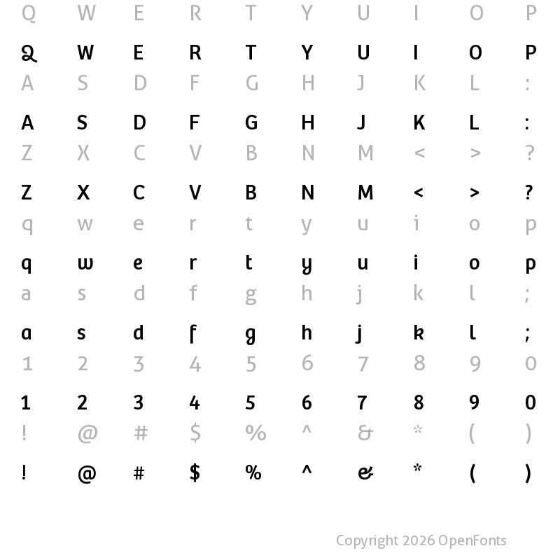 Character Map of Bree CYR var Regular