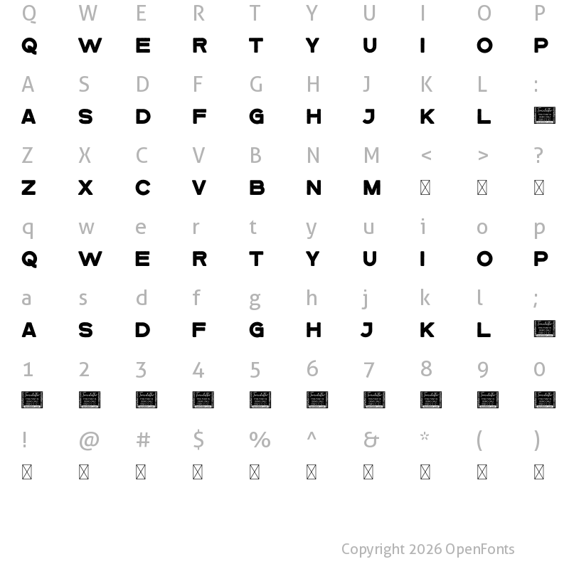 Character Map of Brefa Personal Use