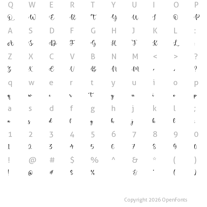 Character Map of bregitown Regular