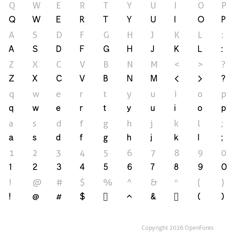 Character Map of Breite Grotesk Regular