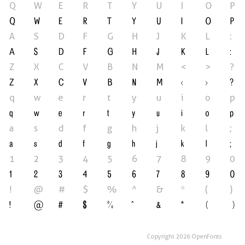 Character Map of Brendon Regular