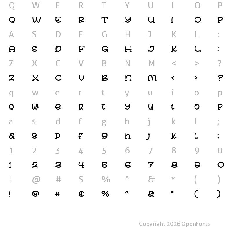 Character Map of Brendy Berly Regular