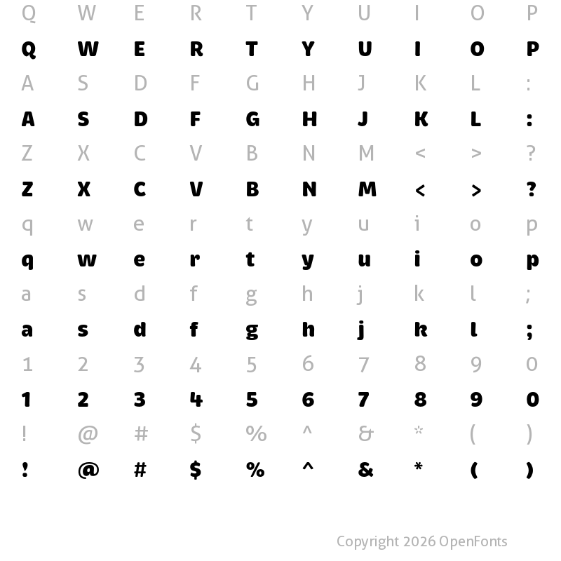 Character Map of Brevia Black