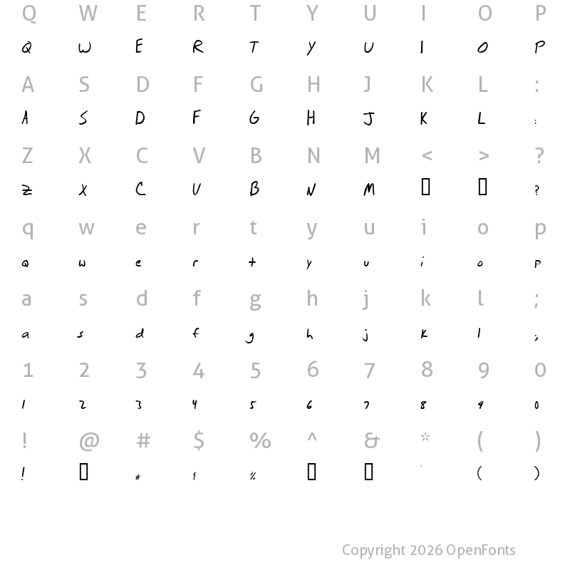 Character Map of Brian Scratch Regular