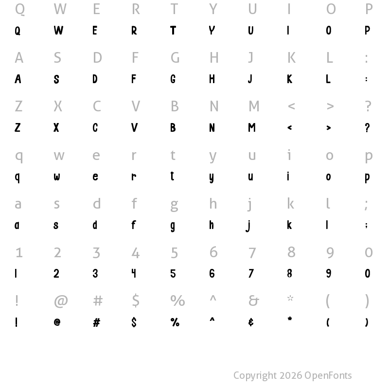 Character Map of Brianna Regular