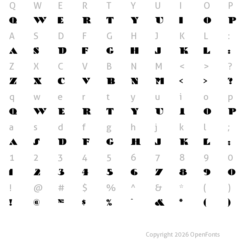 Character Map of Bric-a-Braque NF Regular