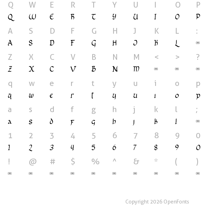 Character Map of Bricius Free Trial Regular
