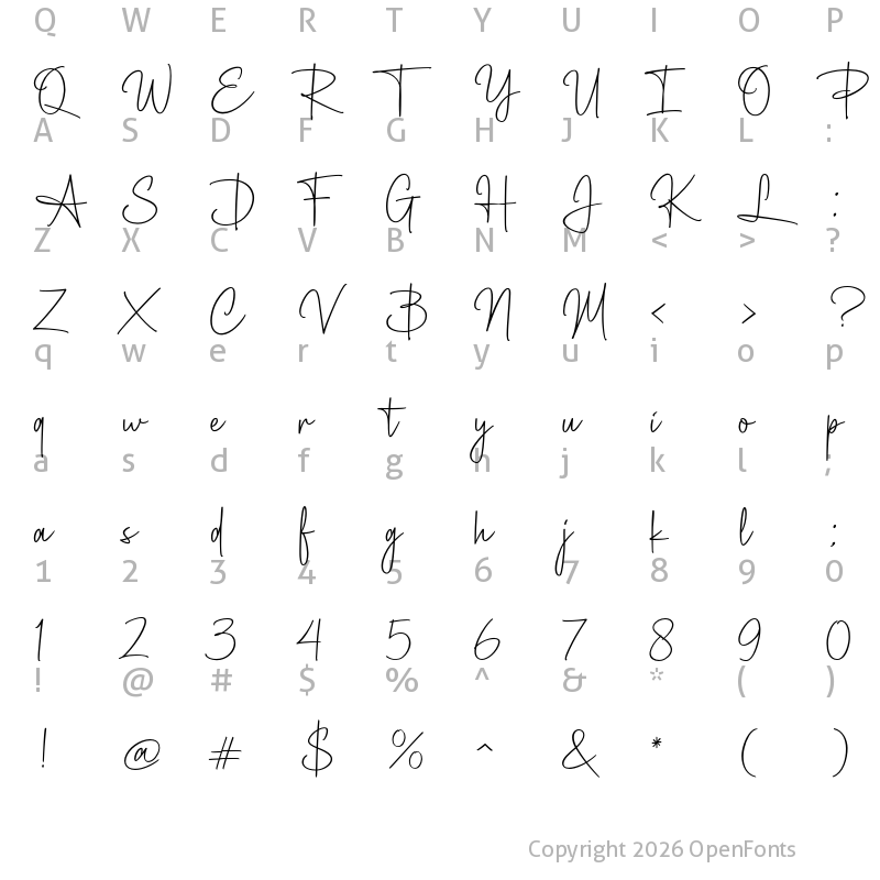 Character Map of Brigetha Signature Regular