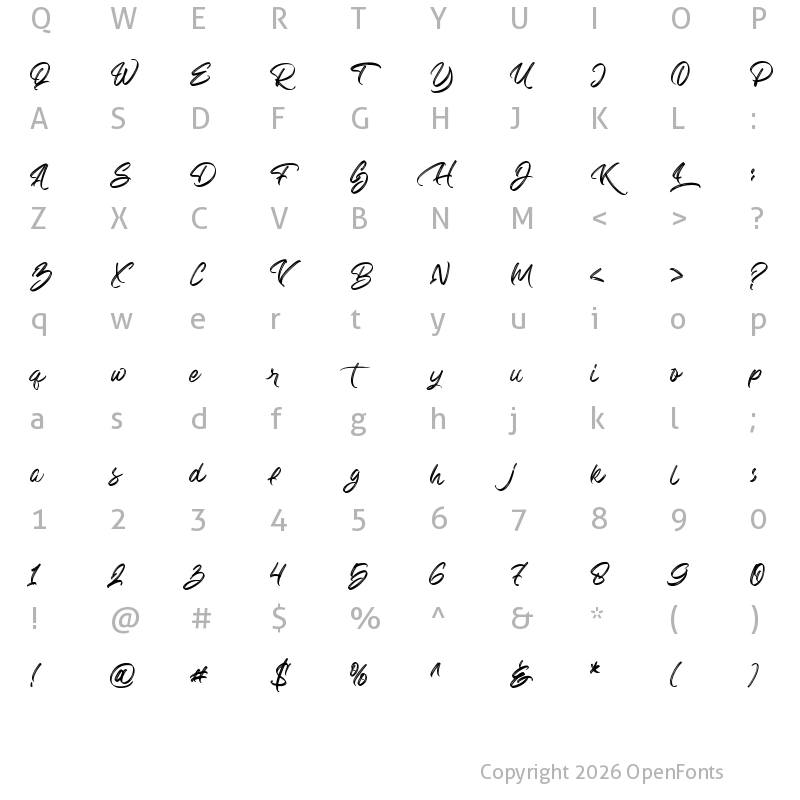 Character Map of Bright Heritage Textured Regular