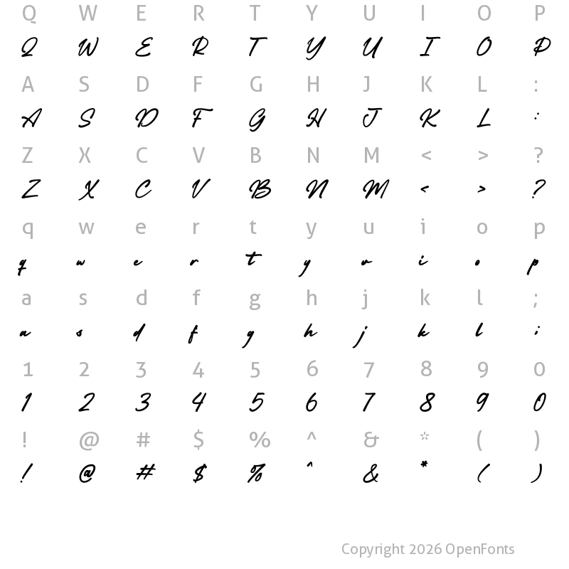 Character Map of Bright Hills Regular