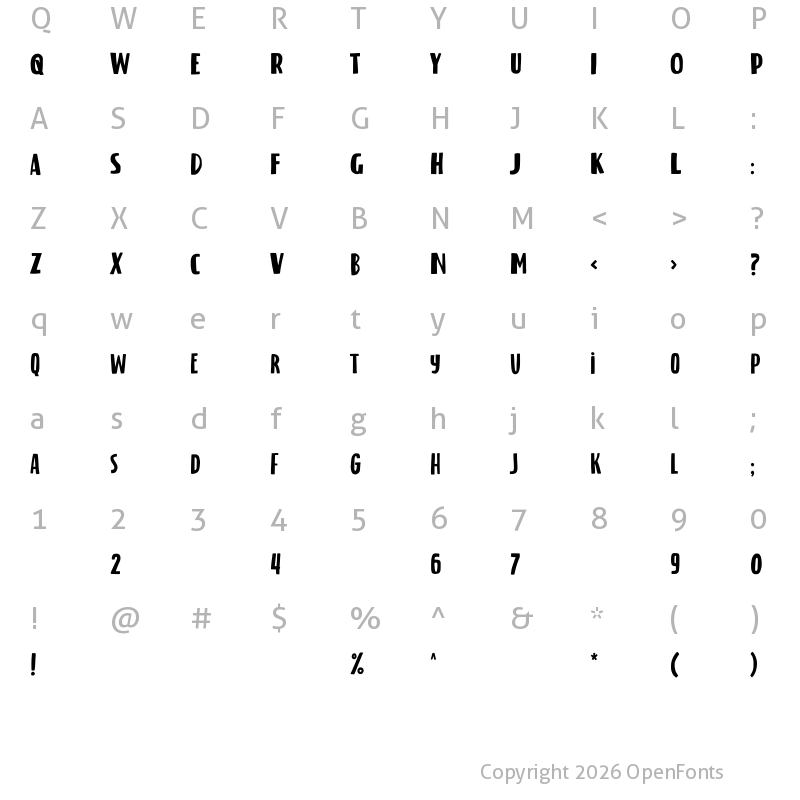Character Map of bright little star Regular