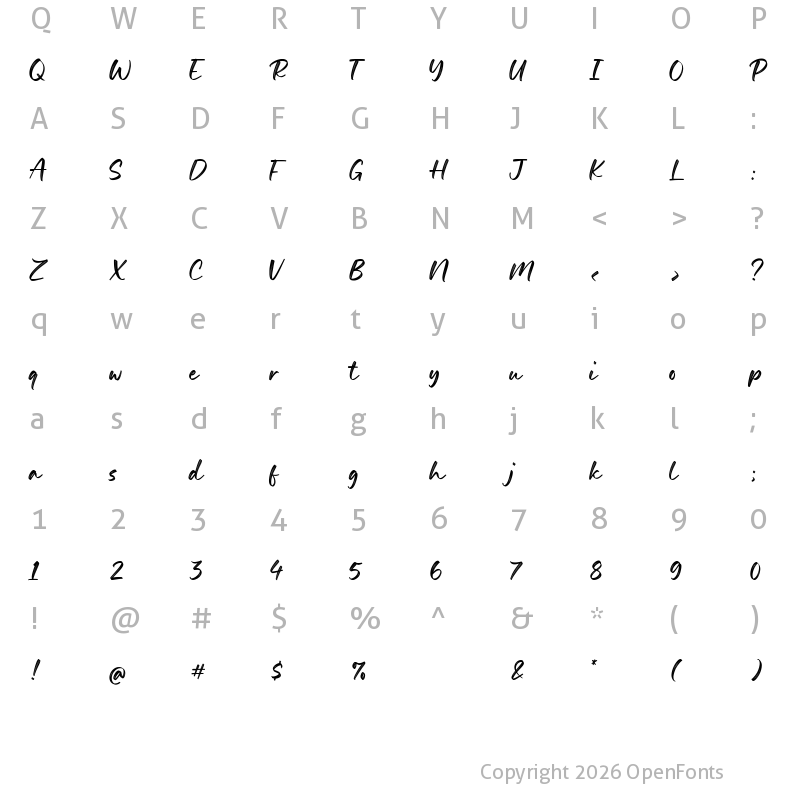 Character Map of Bright Summer Regular