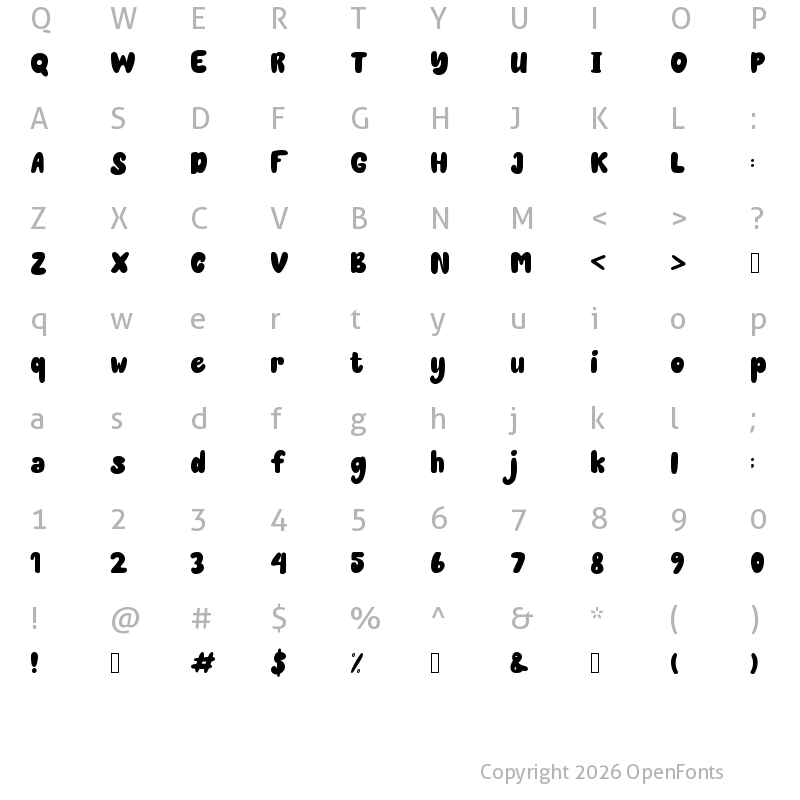 Character Map of Bright Sunday Regular