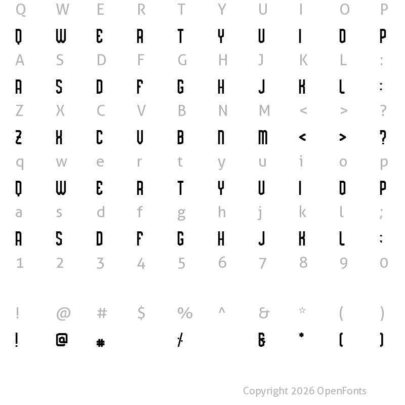 Character Map of Brightland Demo Solid